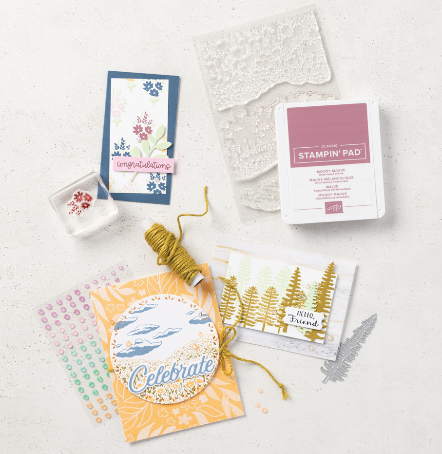 Gather together any ribbons or twine that may match, stickers, jewels, ephemera die cuts, and other dimensional elements that will give your handmade birthday card design that perfectly personalized and cohesive look.