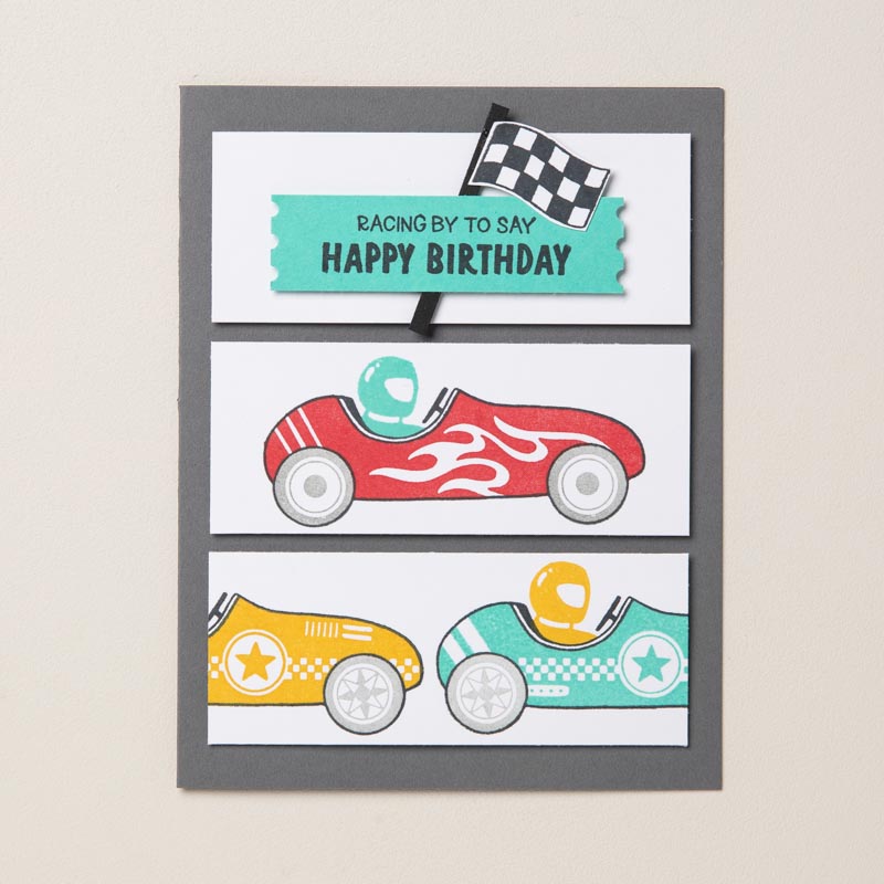 A cute birthday card for kids featuring cars