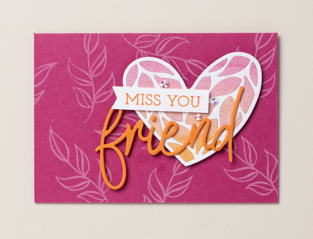 The sweet phrases “best friend” or “so excited for you,” along with the darling heart and floral stamps, add meaning to your project.