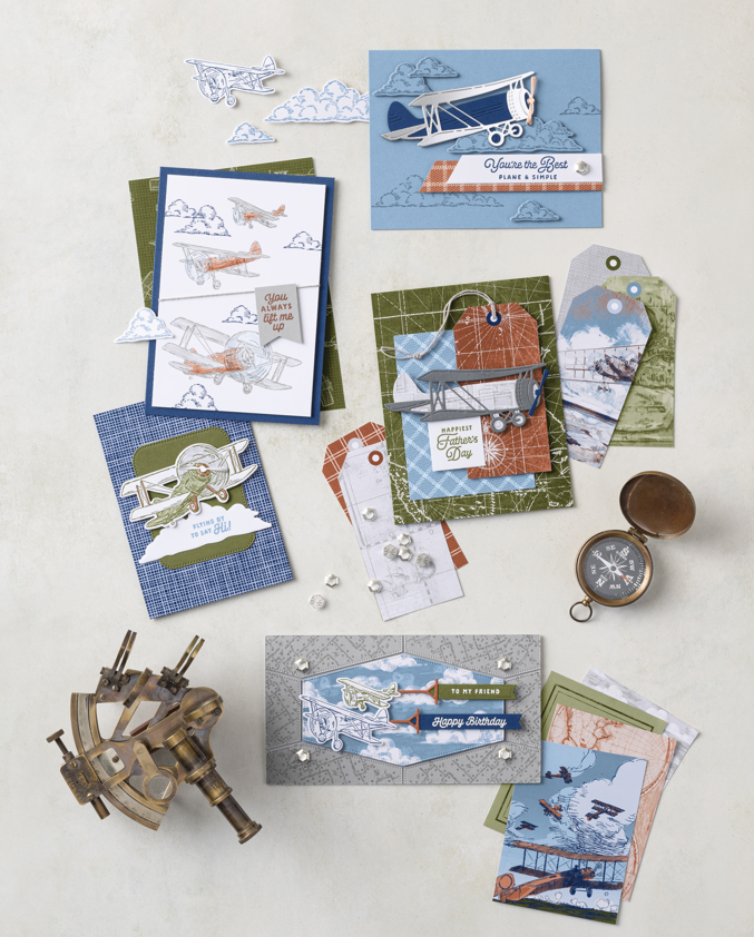 ncluded in this set are the Adventurous Sky Cling Stamp Set, the Adventurous Sky Dies, the Take to the Sky Designer Series Paper, and the Industrial Trinkets.