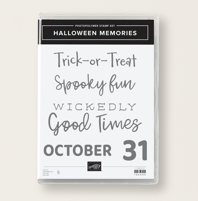 Want more Halloween-themed stamps to enhance your scrapbook layouts? Timeless sentiments like “spooky fun,” “wickedly good times,” and “trick-or-treat” in our Halloween Memories stamp set are perfect for haunting your pages