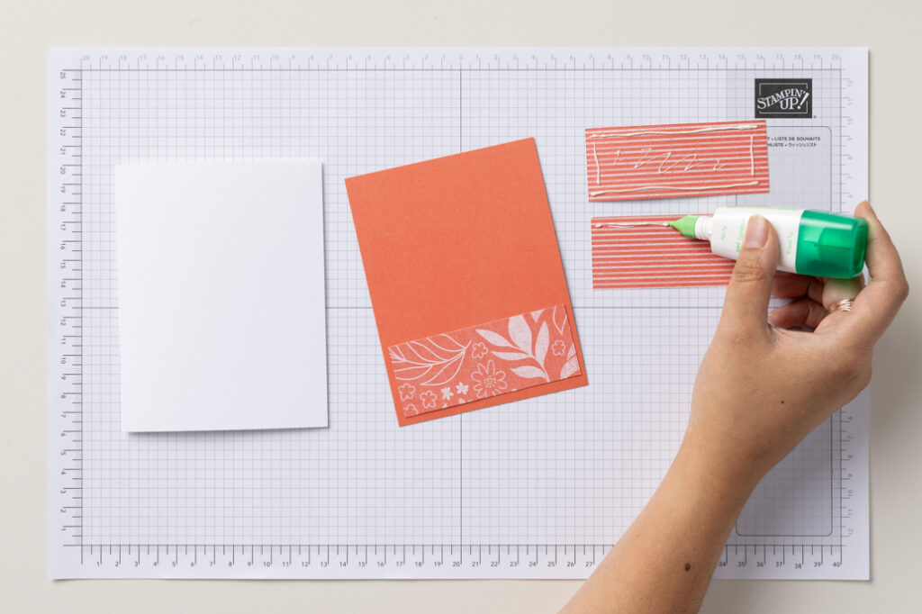 One option is to squeeze a thin line of glue along the shape of your paper, making sure to leave some space from the edge to prevent glue from seeping out.