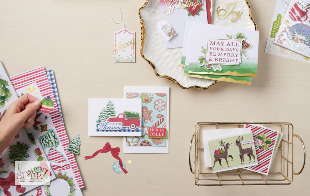 With everything from gilded gold card blanks and envelopes to pre-printed seasonal sayings and joyful images, you’ll have everything you need to build a unique lineup of tags and cards ready to accompany your gifts, offering all the fun without the frenzy!