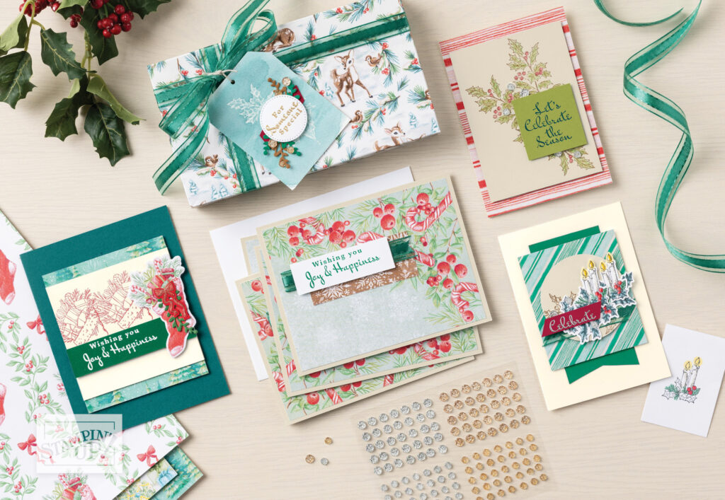 Coordinated festive suites from Stampin’ Up!, complete with special stamps, Designer Series Paper, ribbons, and more.