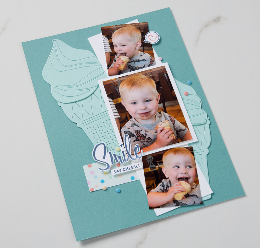 Using a patterned paper is an easy way to use different papers that are sure to coordinate well.