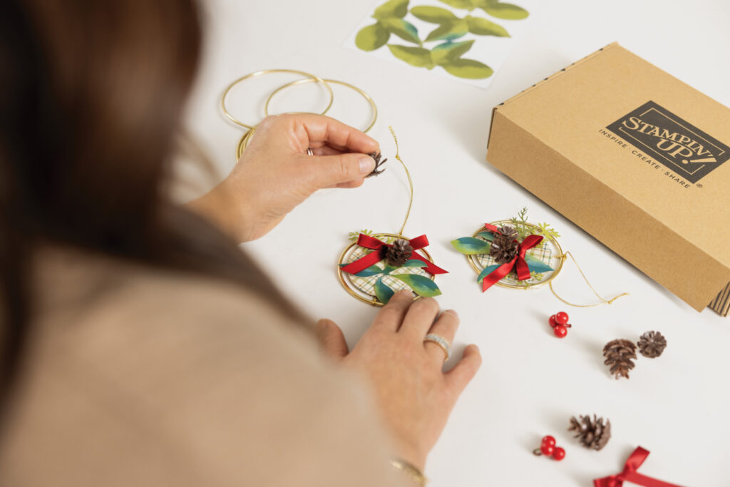 You can keep the ornaments for your own tree or use them as gift tags or Christmas neighbor gifts. The kit is the perfect way to incorporate the joy of crafting for the holidays into your schedule without adding another item to your to-do list.