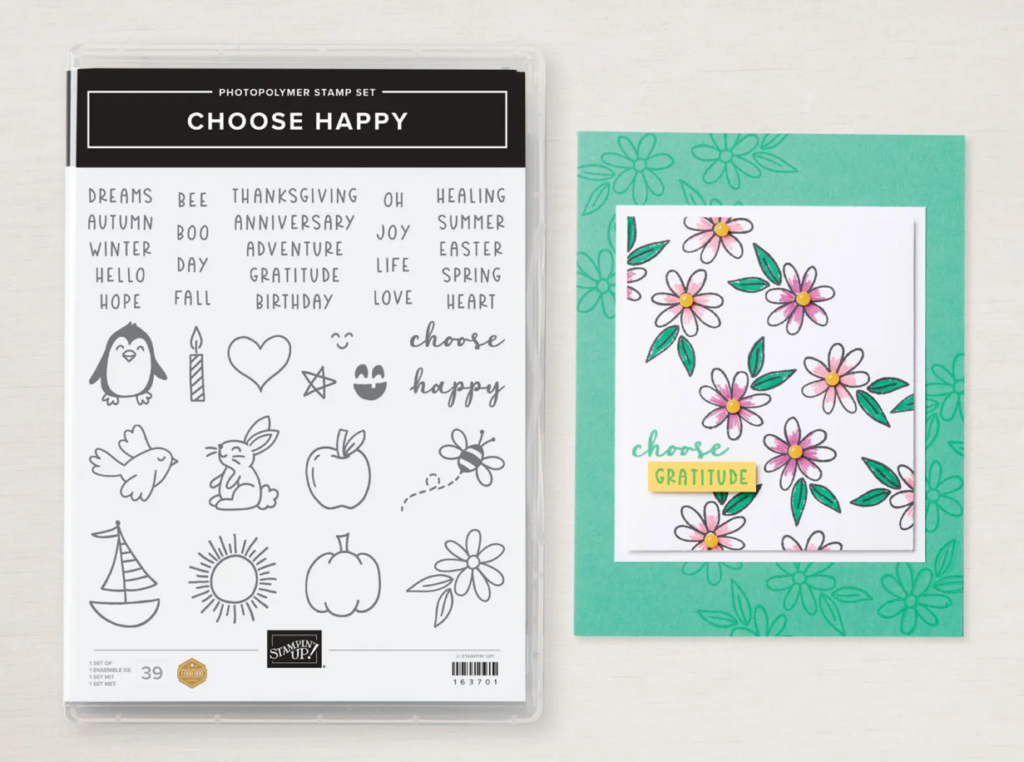 A cute handmade card with flowers using the Choose Happy Stamp Set