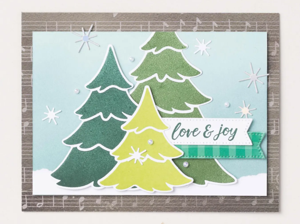 Pictured here is a handmade Christmas craft using the Merriest Trees Stamp Set