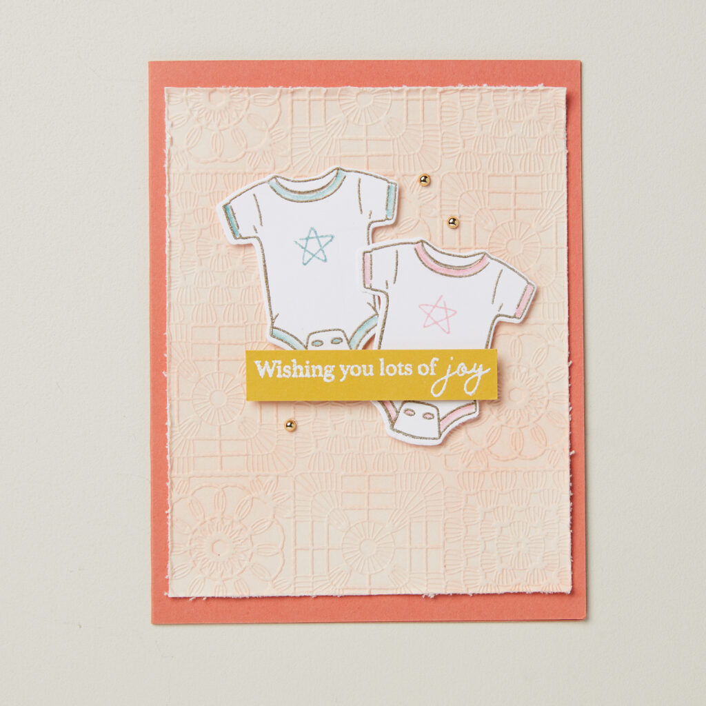 Some events are special because of their infrequency, like births, graduations, weddings, and moving to a new home. This handmade card was created for a new baby.