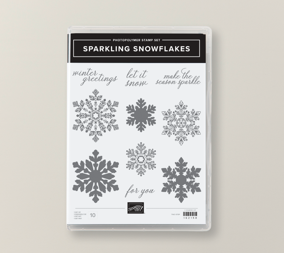 The design layout of the Sparkling Snowflakes Photopolymer Stamp Set