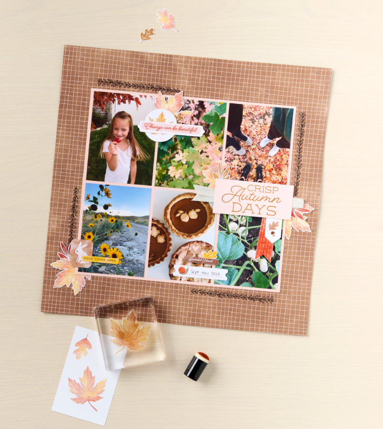 A seasonal handmade scrapbooking idea using the Autumn to Remember Stamp Set