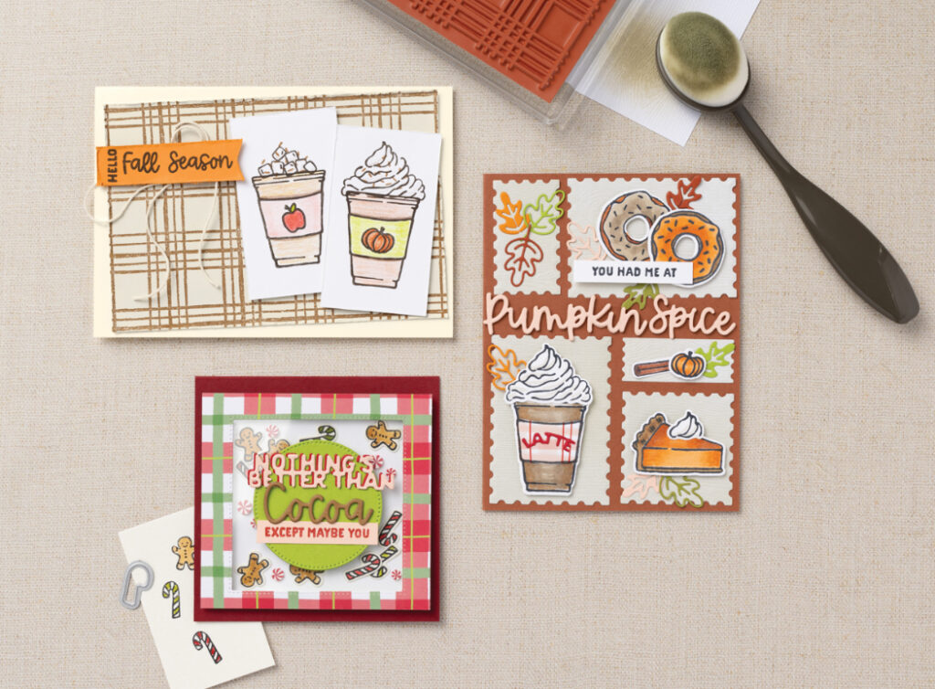 Our More Than Autumn bundle includes delightful stamps with phrases like “you had me at hot cocoa” and other mix-and-match words.