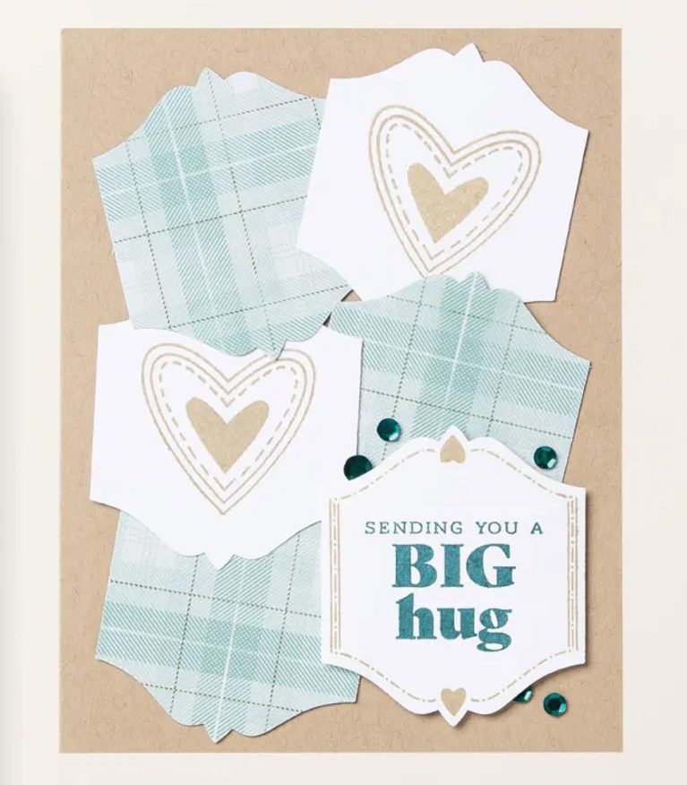 Featured here is a handmade Valentines Day card from our crafting bundle called Hugs for Love Bundle.