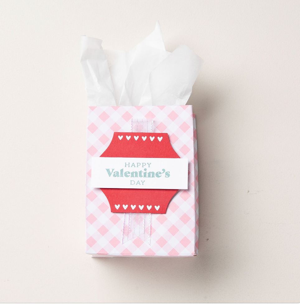 Featured here is a handmade treat box made from our crafting bundle called Hugs for Love Bundle.