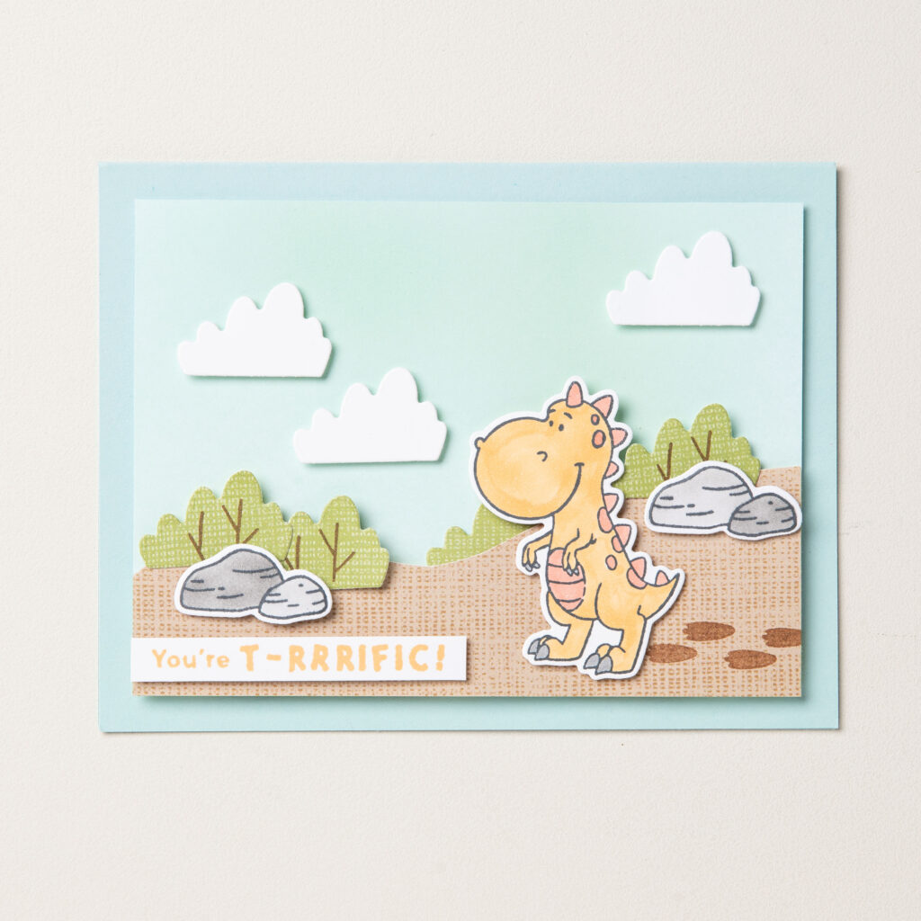 A DIY card using Darling Dinos Stamp Set for an animal-loving kid could use some encouragement