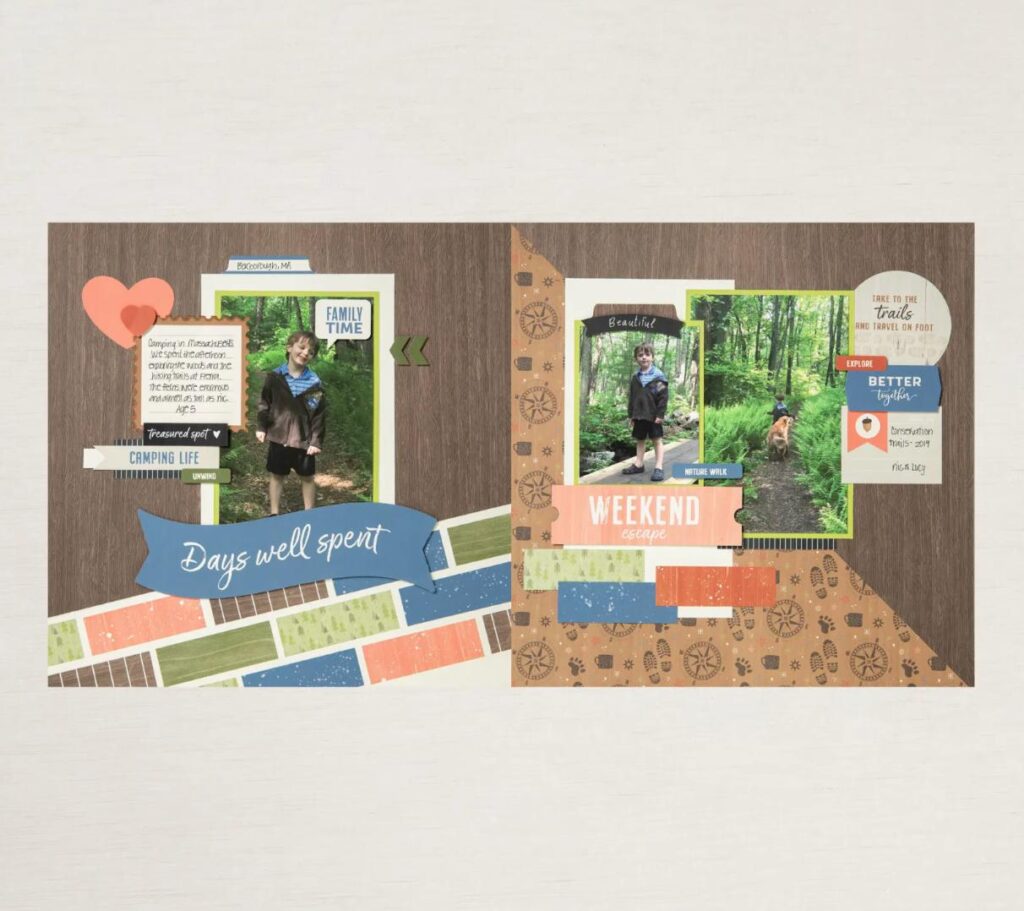 Maak prachtige scrapbookpagina's met de Weekend Adventure scrapbooking kit