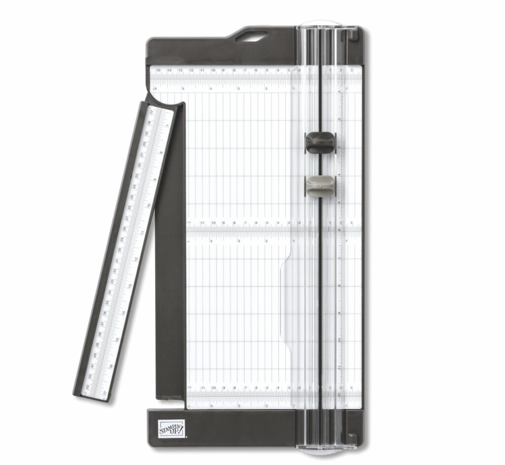 paper trimmer with an extra-wide cutting base and an extendable arm for bigger papercrafting projects.