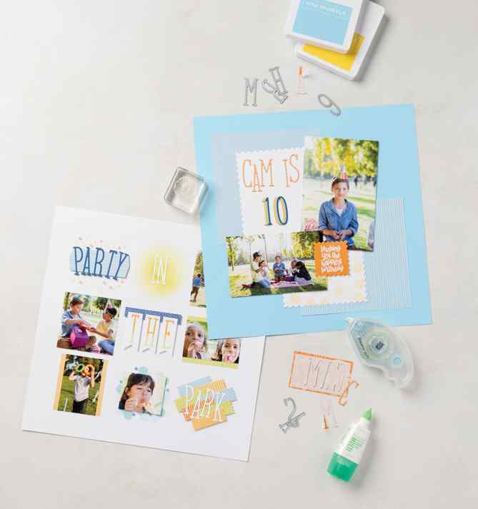 Georganiseerde prikbordwand in de hobbykamer met netjes opgeborgen scrapbook materialen, inktkussens, markers, lint en opbergmanden voor een schone en functionele scrapbooking werkruimte.
