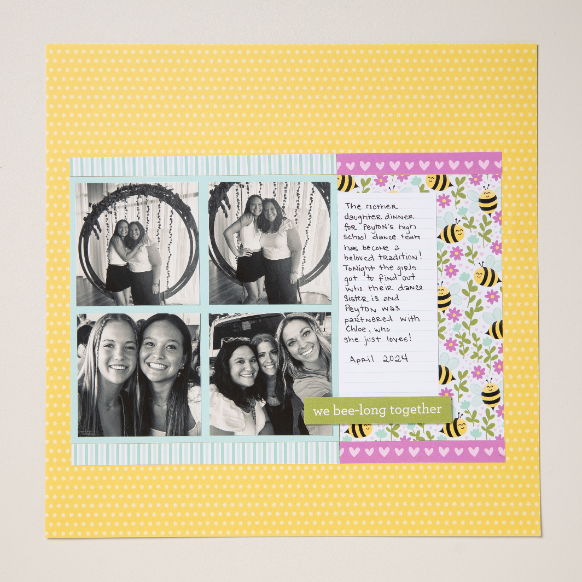 DIY scrapbookpagina met een handgeschreven notitie