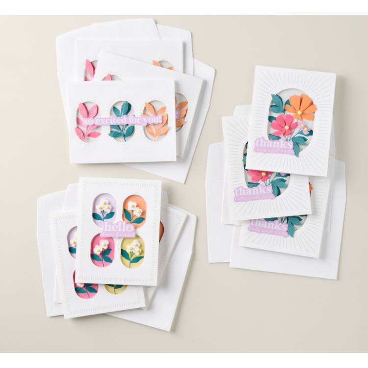Créez neuf cartes dans trois designs différents avec le Lots to Love Kit. Changez les sentiments pour les utiliser à diverses occasions. 